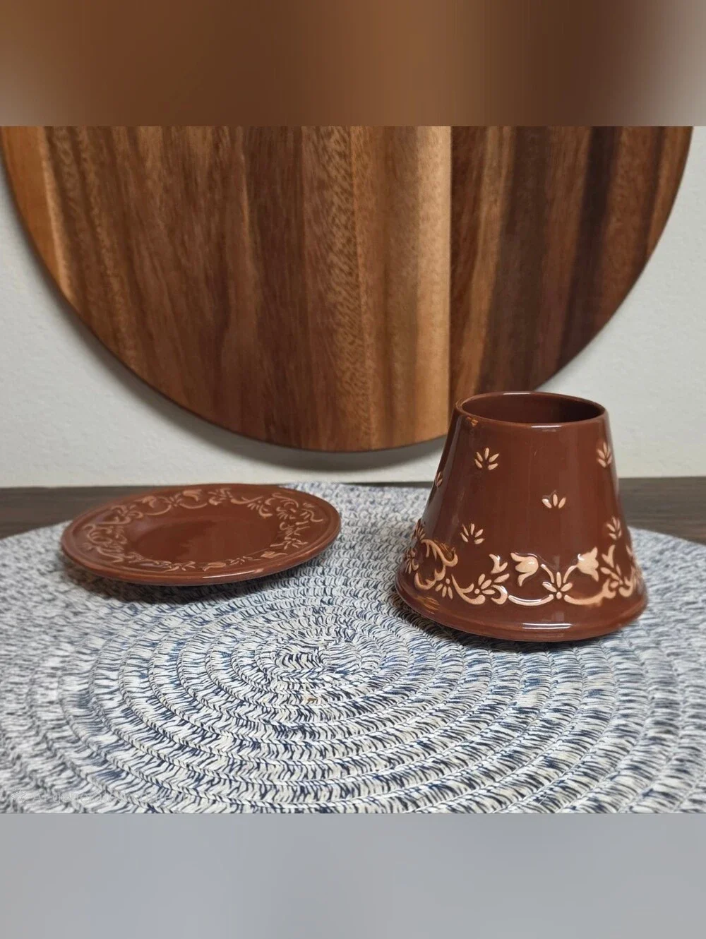 Yankee Candle Brown Floral Ceramic Shade With Saucer
